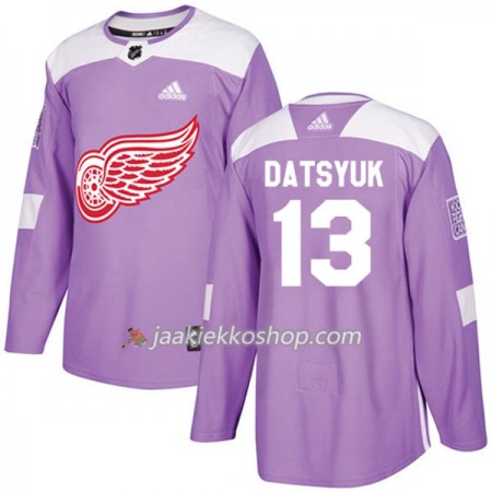Miehille NHL Detroit Red Wings Pelipaita Pavel Datsyuk 13 Adidas 2017-2018 Violetti Fights Cancer Practice Authentic